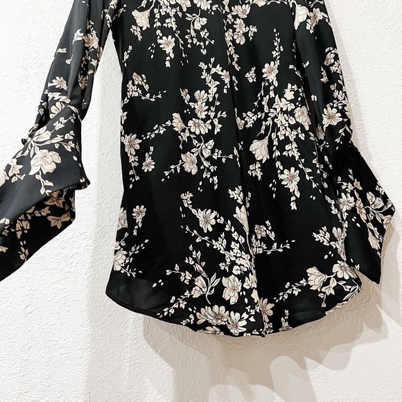 Free People | Aries Floral Open Back Bell Sleeve Mini Dress - Picture 6 of 14